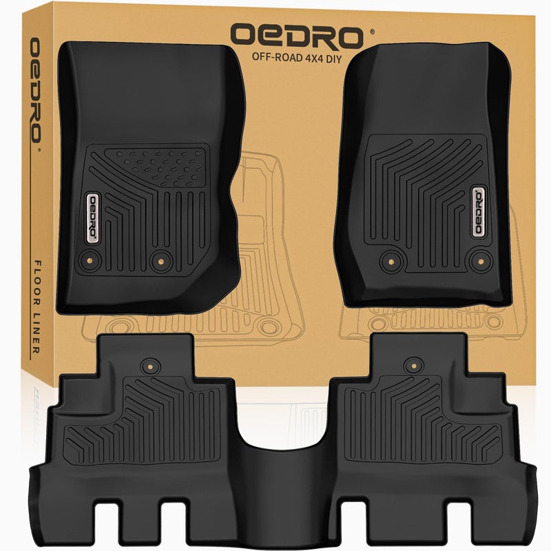 OEDRO Floor Mats Fit for 2014-2018 Jeep Wrangler JK Unlimited JKU 4 Door (Not for 2 Door and JL Models), Black TPE All Weather Car Mats 1st & 2nd Row Floor Liners - Image 1